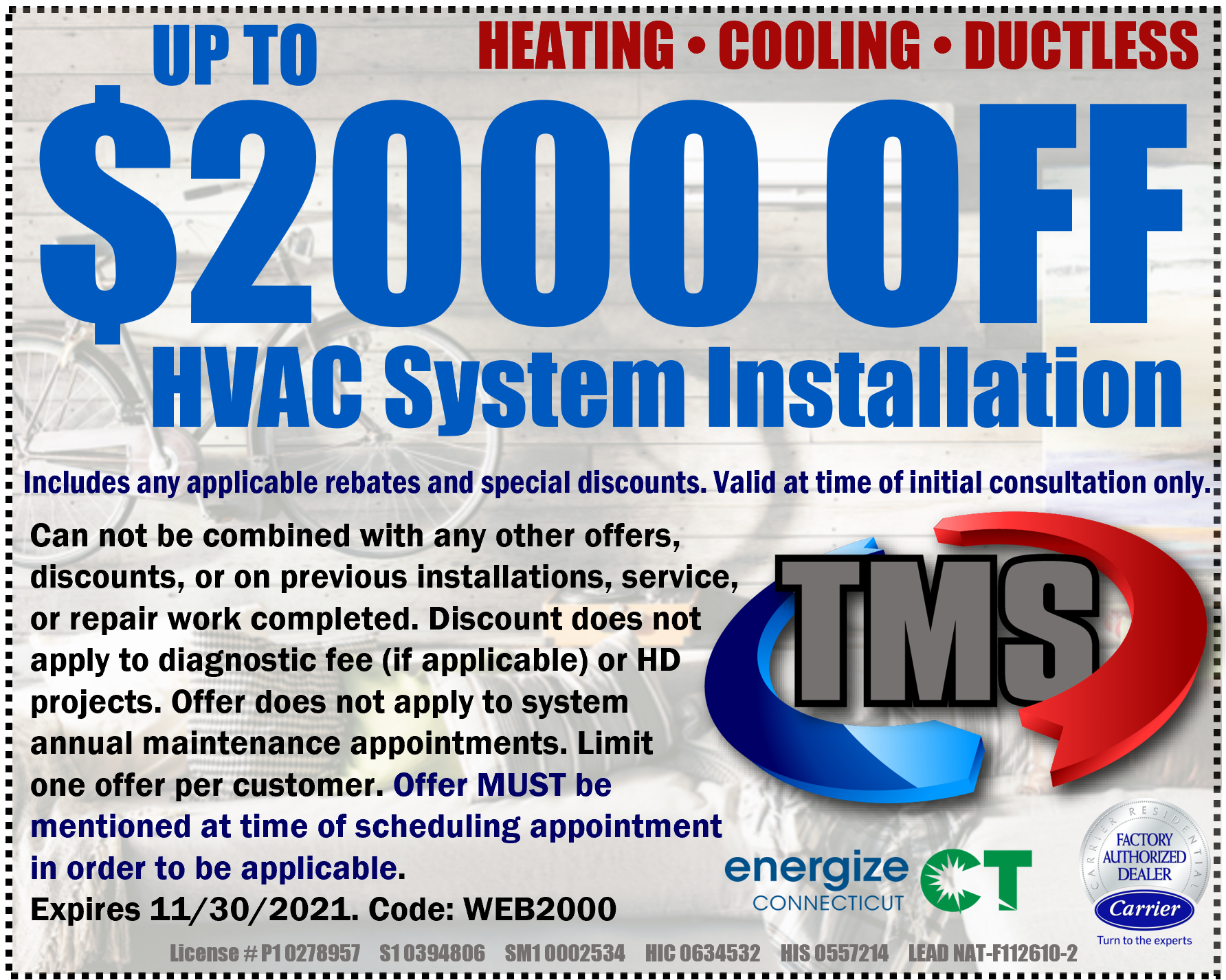 up to $2000 off heating cooling system