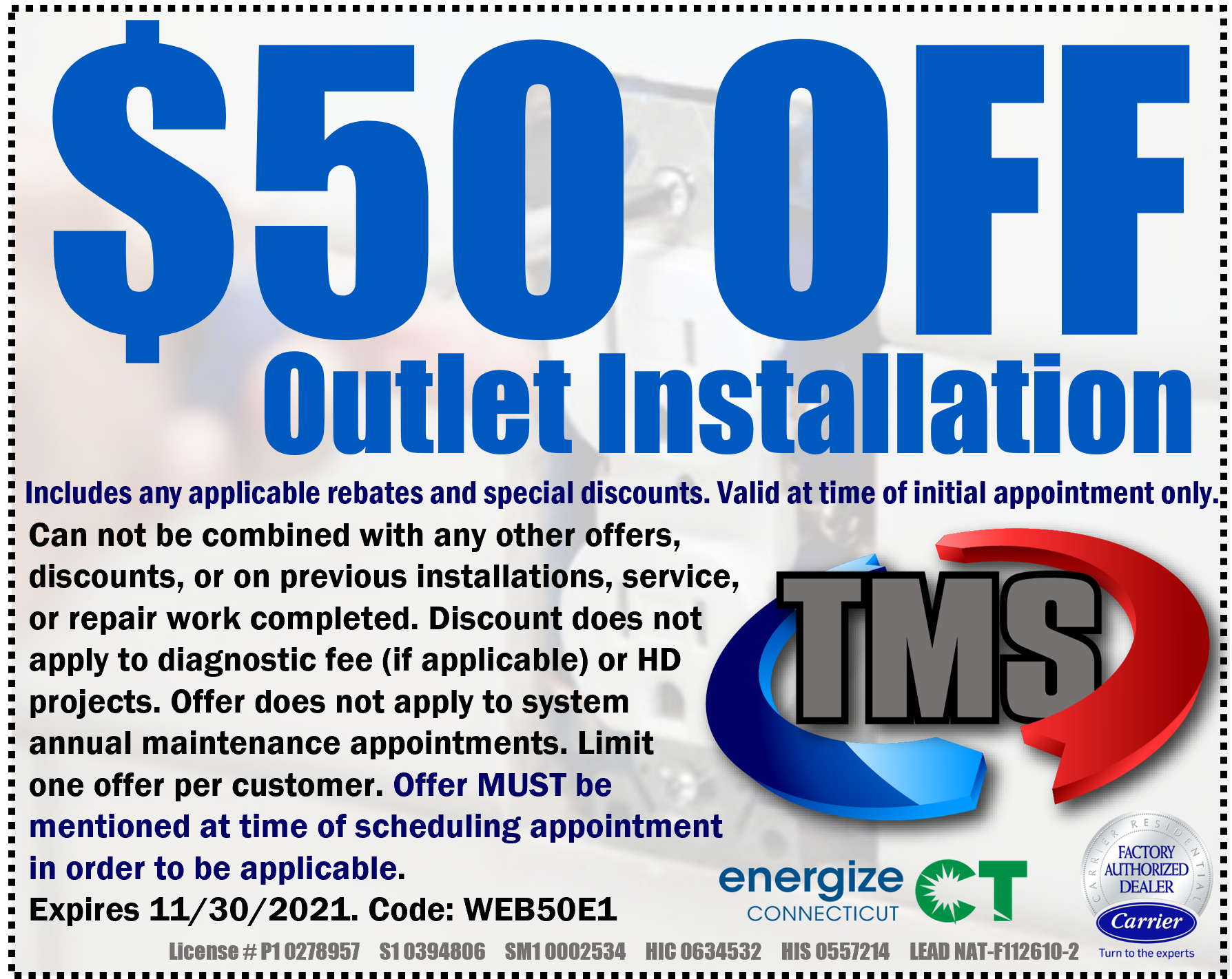 $50 Off Outlet Installation