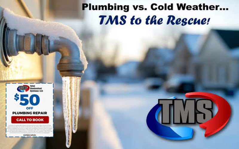 plumbing emergency service repair water heater frozen pipe leak total mechanical systems TMS