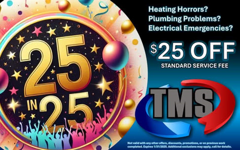 new year savings TMS 2025 $25 off service fee